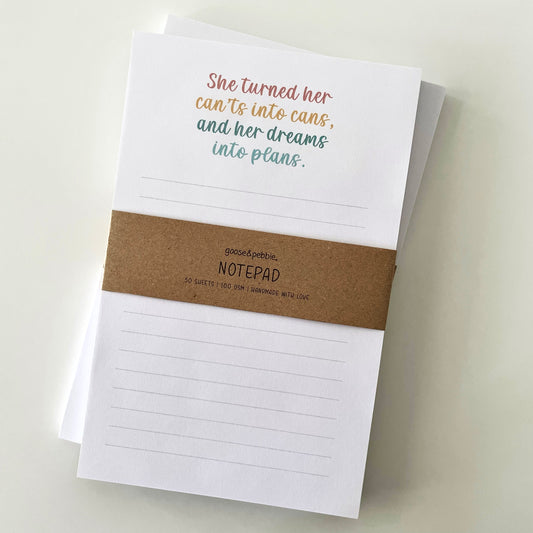 Dreams into Plans Lined Notepad