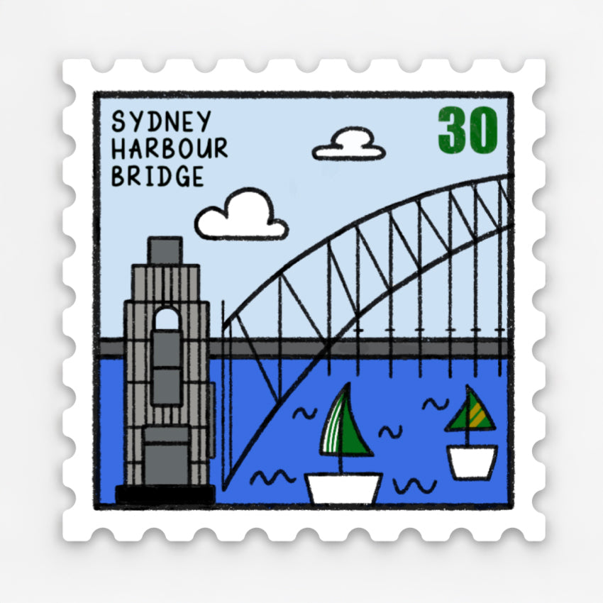 Sydney Harbour Bridge Postage Stamp - Die-cut Vinyl Sticker