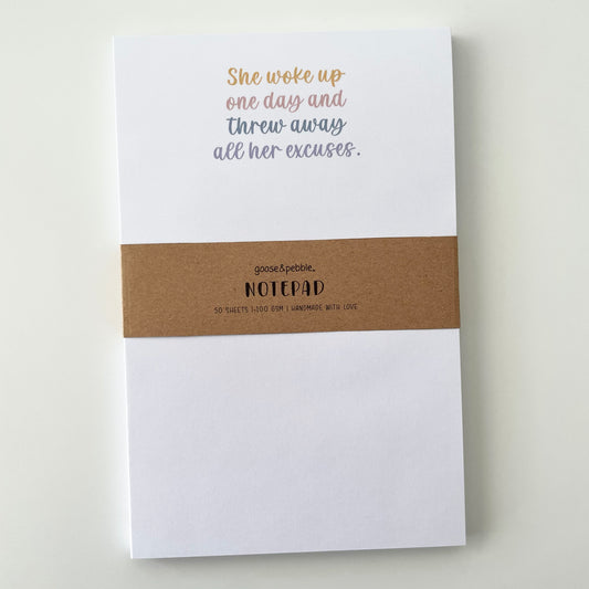 Excuses No More Unlined Notepad