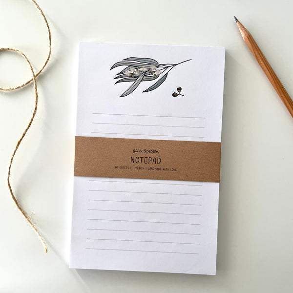 Gum Leaves Lined Notepad – Goose & Pebble