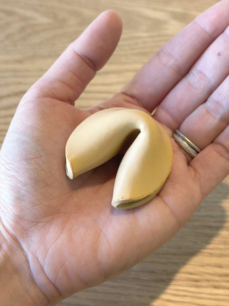 A Smart Fortune Cookie resting in an open palm